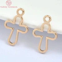 20pcs 8x12mm 24k champagne gold color plated brass crosses charms pendants high quality diy jewelry accessories