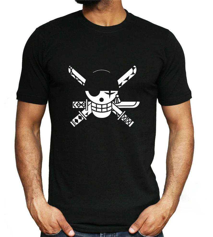 Zoro пиратский логотип Футболка забавная пародия аниме тройник один кусок флаг