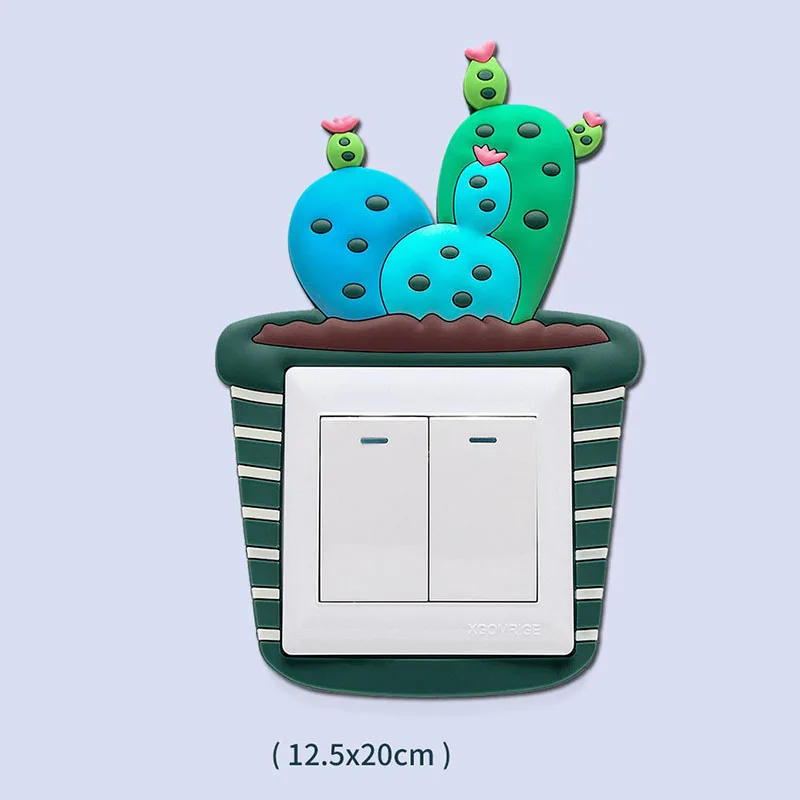 D 3D кактус светящийся суккуленты переключатель на стену с наклейками ВКЛ-ВЫКЛ крышка выключателя освещения переключатель наклейка для детской комнаты настенный домашний декор - Цвет: D