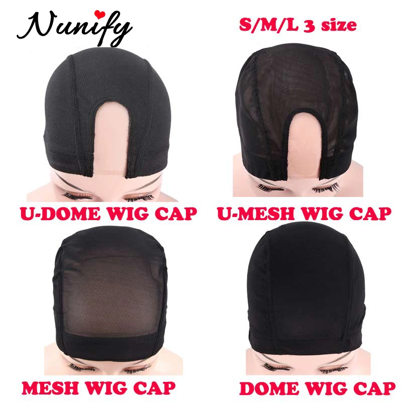 Nunify 12Pcs Spandex Dome Cap Wholesale Ventilated Wig Caps Mono Net U Part Cap Hair Nets Mesh Dome Wig Cap With Elastic Band