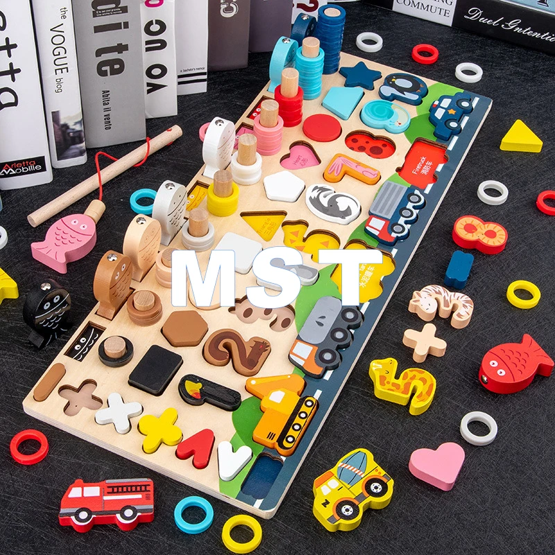 3D деревянная игрушка Монтессори для детей логарифмическая доска рыболовная с