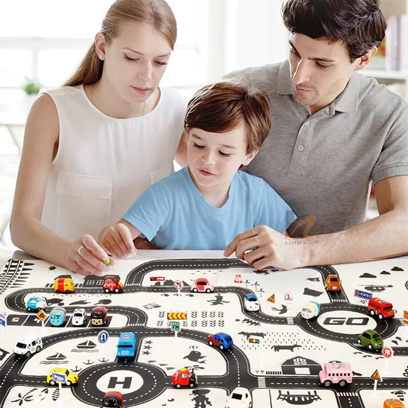 

Waterproof Parking Lot Rug Model Crawling Mat Car Park Play Mat Taffic Highway Map Educational Toys For Children Baby Playmat