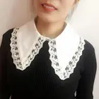Женская шифоновая блузка-накладка в Корейском стиле с вышивкой, цветочным кружевом и острым отворотом, декоративная полурубашка с Ложные воротнички, съемный чокер