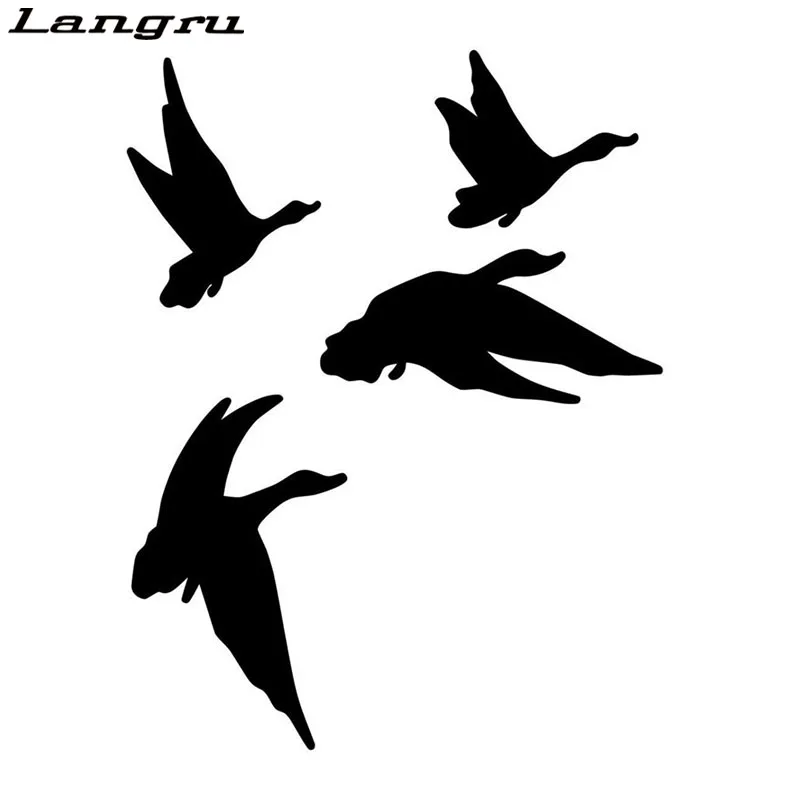 

Langru 11.7*15.2CM Four Flying Wild Ducks Funny Car Stickers Vinyl Hunting Decal Car Accessories Jdm