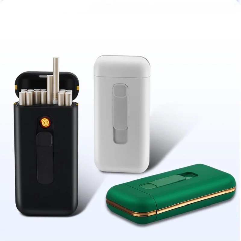 Fashion Cigarette Case Box with USB Electronic Lighter for 20pcs Slim Tobacco Holder Plasma ARC Gadget Men | Дом и сад