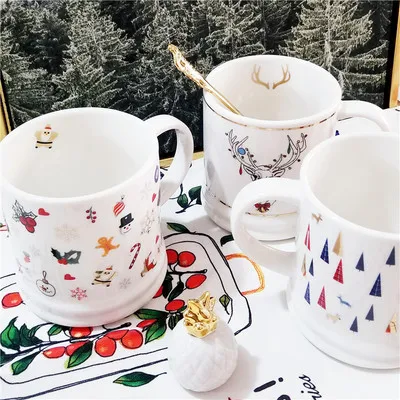 Американский толстый большой емкости кружка Золотой Рождественский снеговик