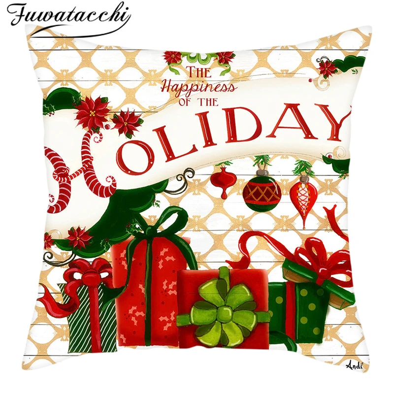 Чехол для подушки с двойной печатью Fuwatacchi чехол в подарок на Рождество дома