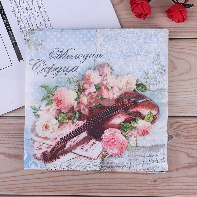 

20pcs/lot Printed Flower Napkins Tissue Multicolor Table Napkins Paper Tissue Vintage Wedding Birthday Party Supplies