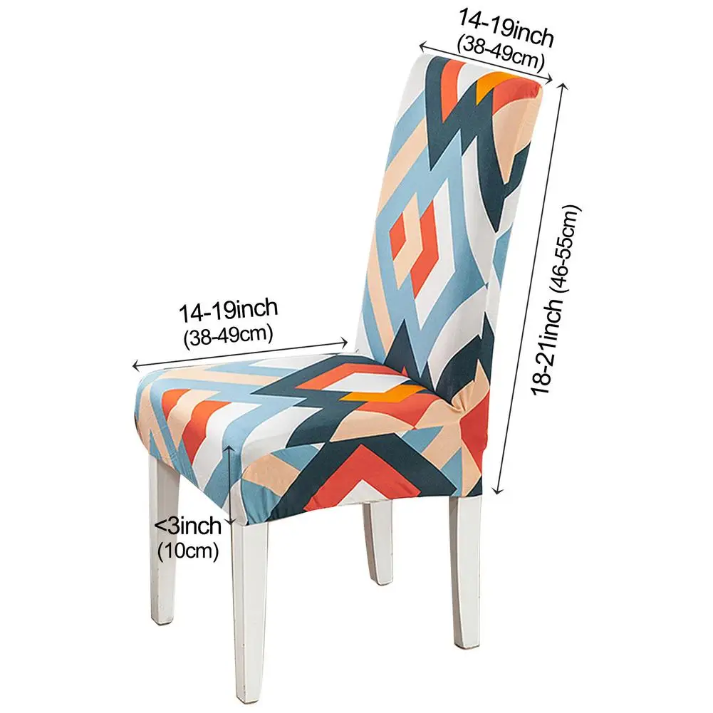 

Stretch Geometric Print Chair Cover Elastic High Back Printed Chair Protective Slipcover Hotel Wedding Family Decoration