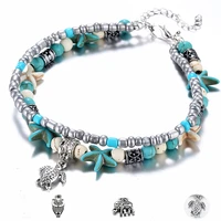 bohemian conch sea star beads beach turtle pendant anklet for women fashion statement jewelry accessories ornament bracelet