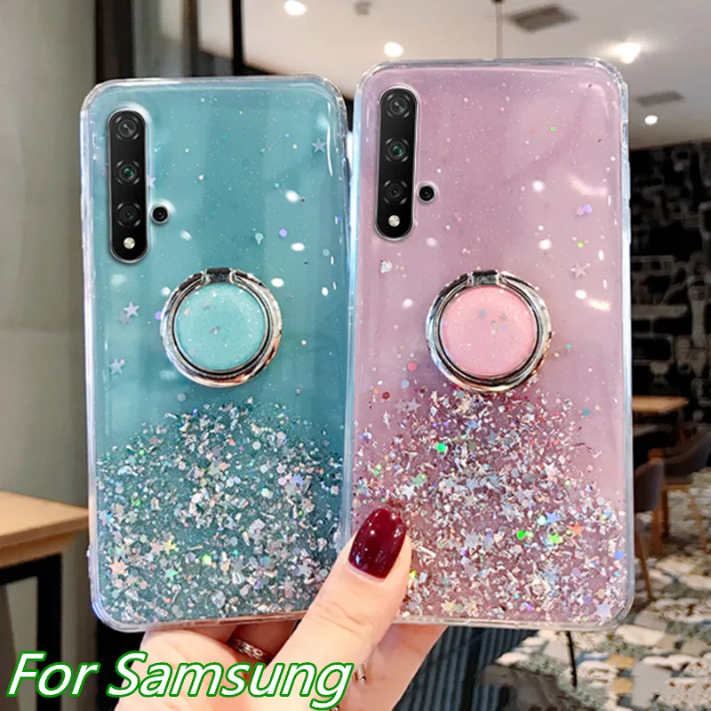 Блестящий Мягкий Прозрачный чехол с блестками для Samsung S8 S9 S10 Plus Note 8 9 10 A10 A20 A50 A70 |