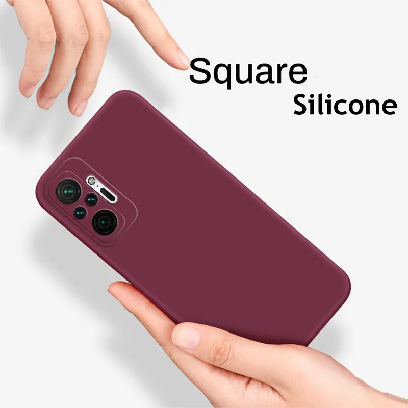 Square Silicone Phone Case For Xiaomi Redmi Note 10 Pro 9 Pro 10s 9s 8 Pro K40 30 20 Mi 10T Pro Poco X3 NFC Mi 11 Lite Back Case