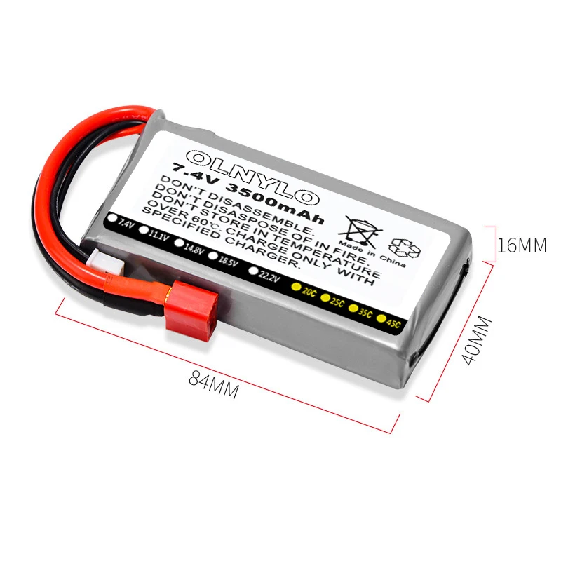 Новый литий-полимерный аккумулятор 7 4 В 3500 мАч 40C RC Lipo для Wltoys 144001 12428 12423 124019