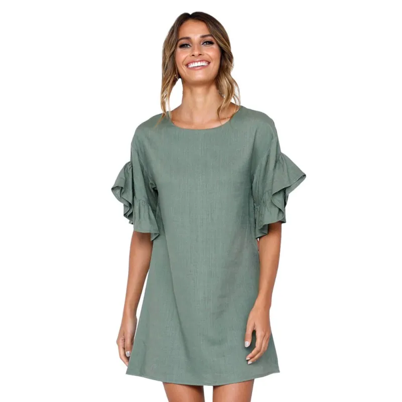 Женское летнее модное удобное платье повседневное однотонное платье-карандаш с