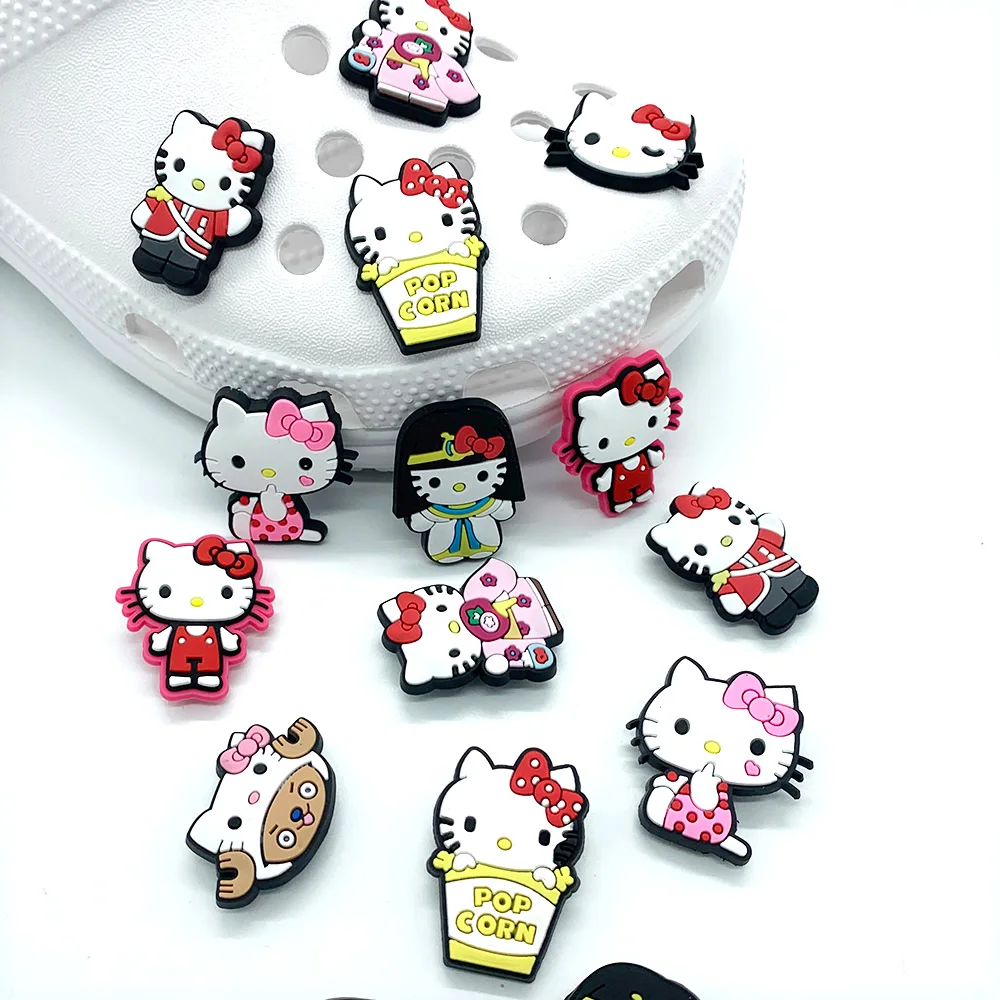 

1pc Cute Cartoon Cat Kitten PVC Shoe Charms Buckles Accessories DIY Garden Shoe Decoration Fit Clogs Sandals JIBZ Croc Kids Gift
