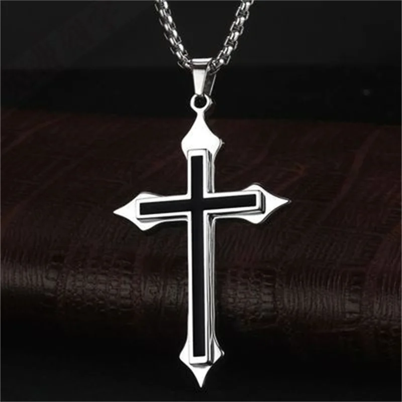 

European And American Exaggerated Classic Cross Pendant Stainless Steel Retro Temperament Couple Necklace