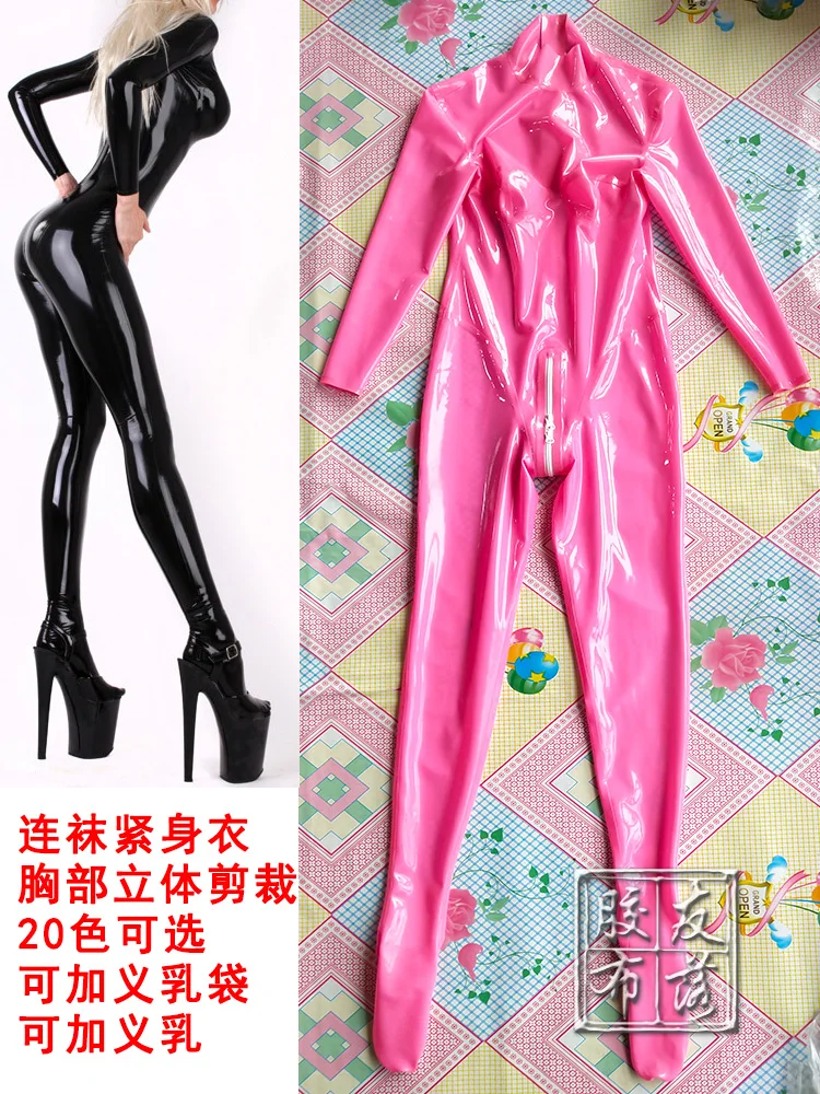 Латексный комбинезон с носки 3D Грудь молния сзади резиновый Клубная одежда