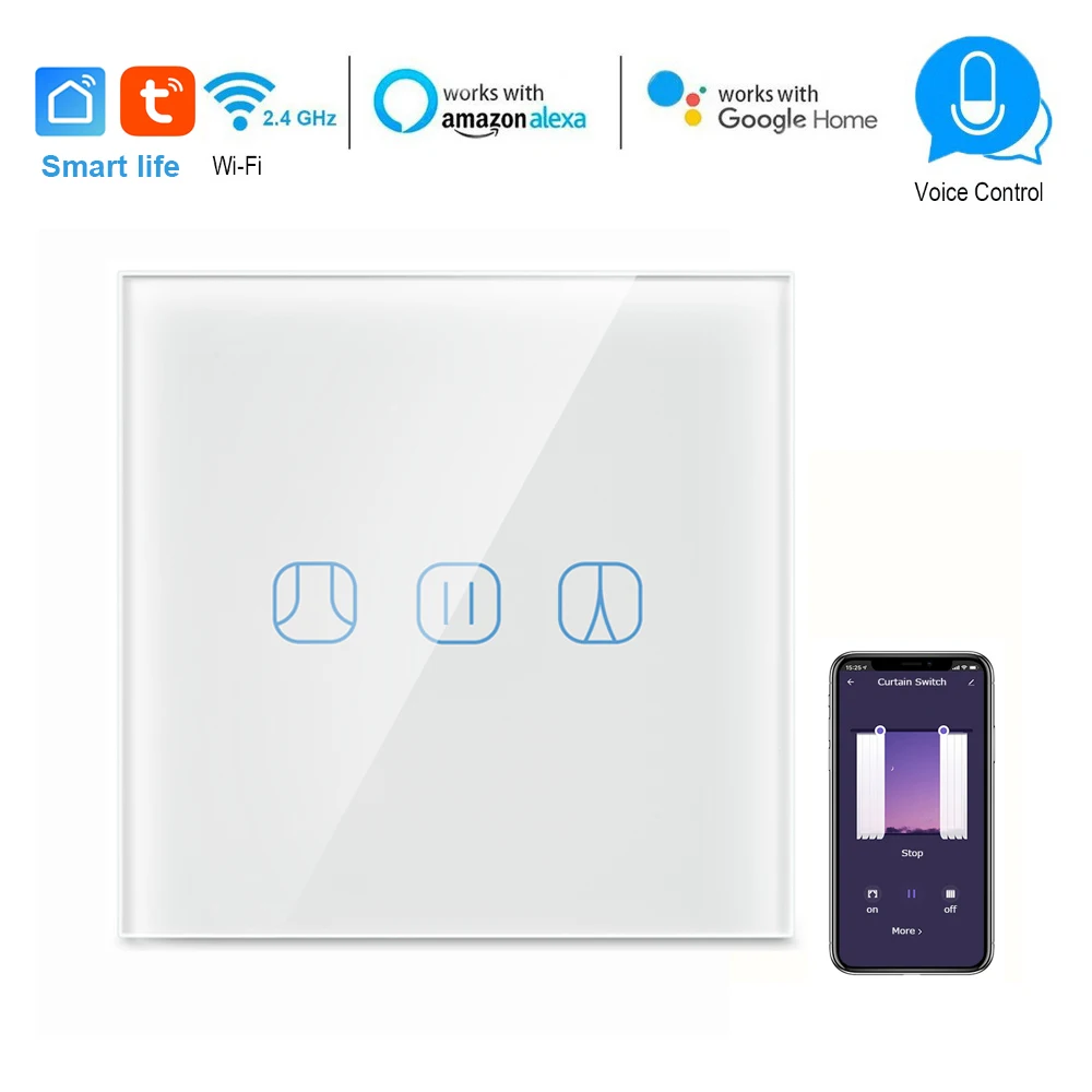 

Tuya Smart WiFi Curtain Switch Wireless Switch Blind Roller Shutter Electric motor Controller Works with Google Assistant Alexa