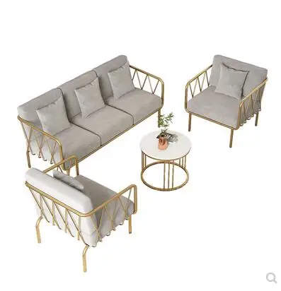 

Nordic ins simple wrought iron loft sofa online celebrity living room coffee shop clothing store rest double lazy sofa