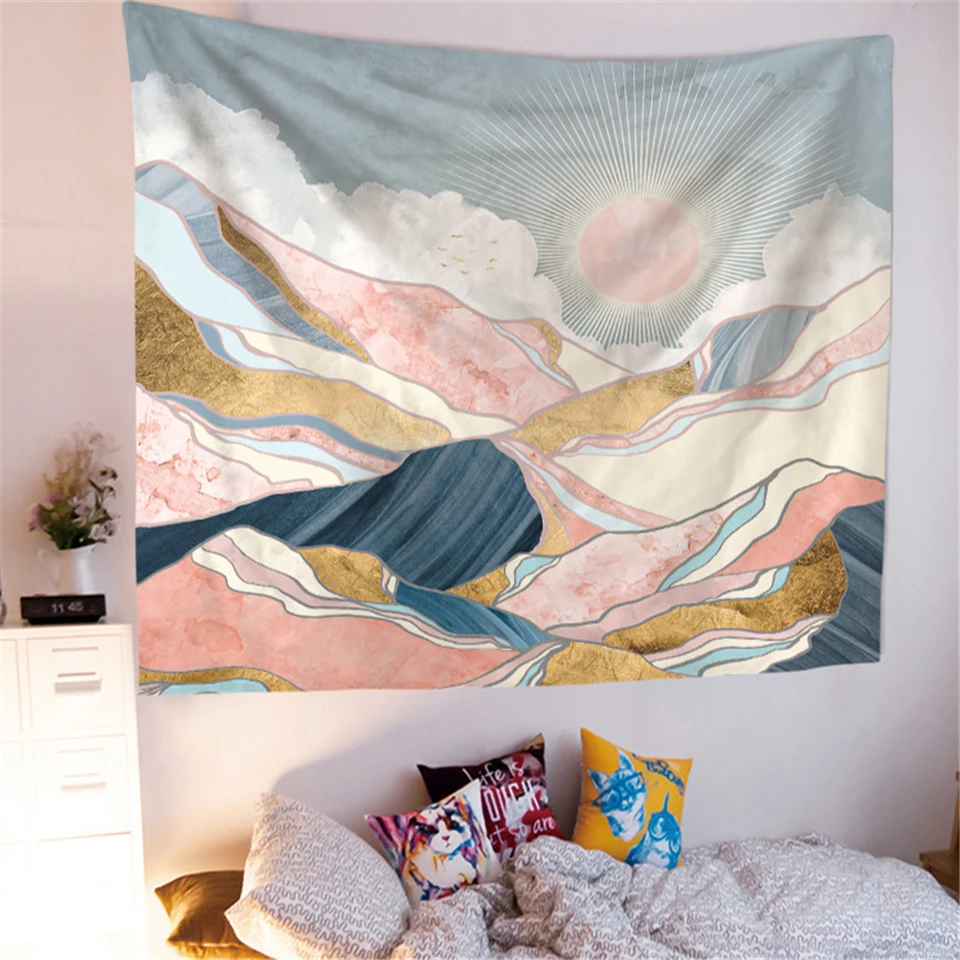 Скандинавский гобелен с солнцем абстрактный розовый богемный мандалой настенный подвесной