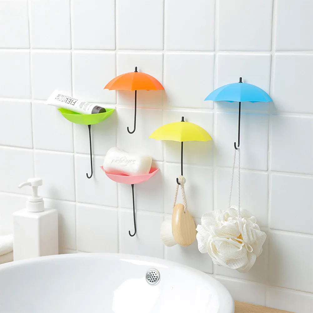 

3Pcs/set Cute Umbrella Wall Mount Key Holder Wall Hook Hanger Organizer Durable Hook Key Holder Bathroom Kitchen Sticky Hook