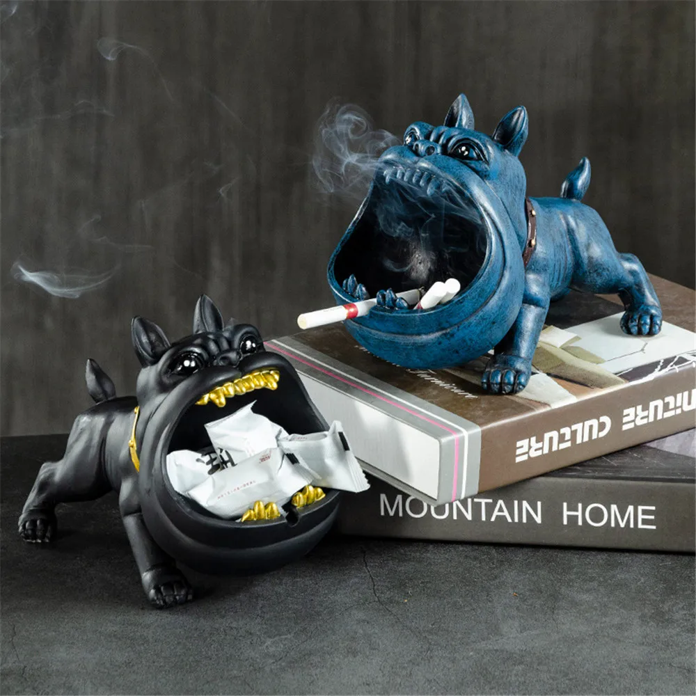 

Creative Bulldog Ashtray Cartoon Animal Snack Key Storage Box Dog Ceramic Crafts Living Room Desktop Home Decoration Men Gift