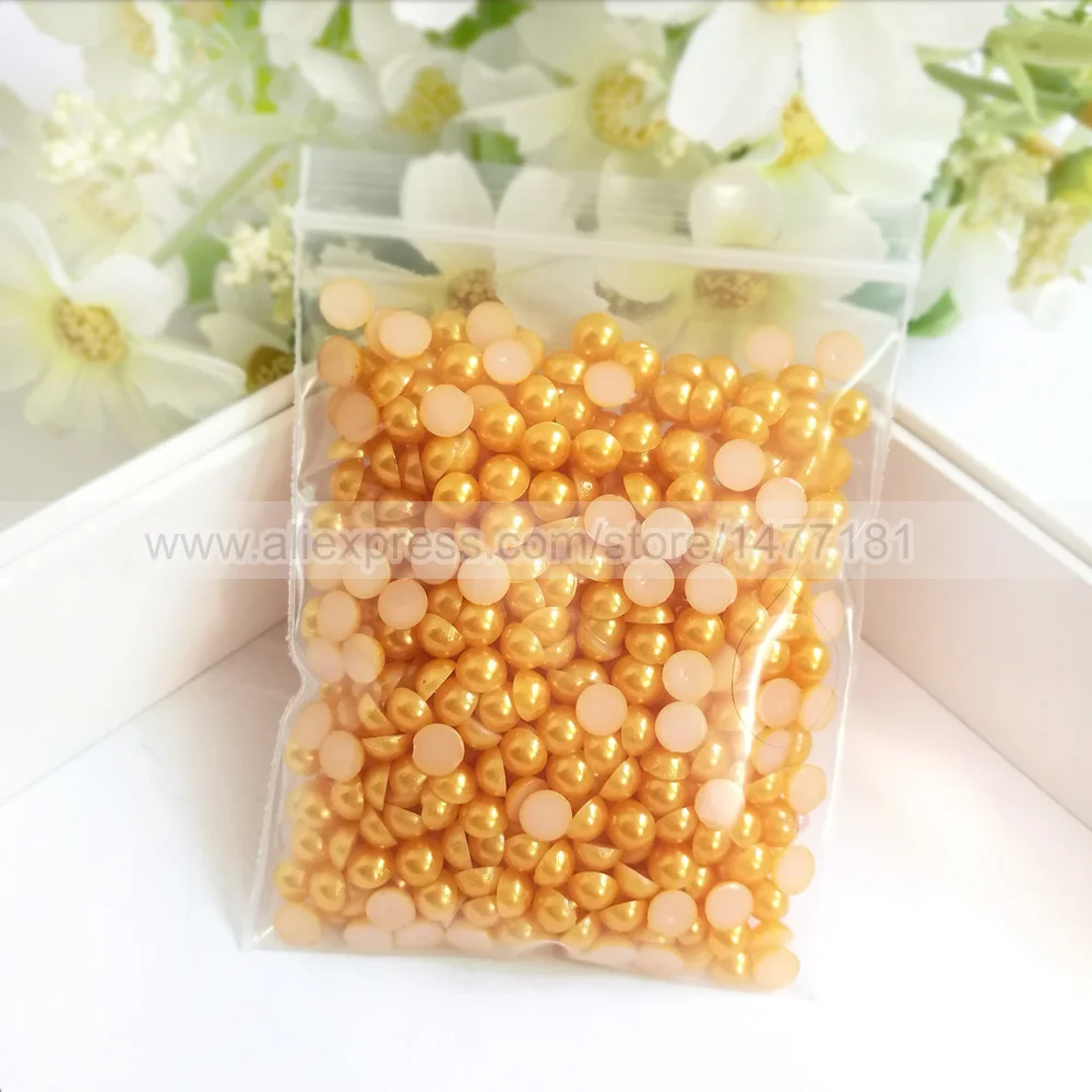 Золотые 5 мм жемчужины полукруглые карты имитация искусственного кабошона