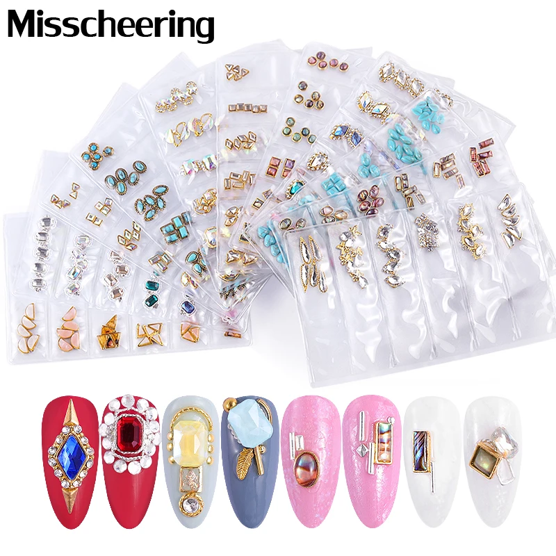 

Mix Designs Alloy Nail Art Decorations Colorful AB Crystal Rhinestones For Nails DIY Retro Jewelry Diamonds Charm Nail Ornaments