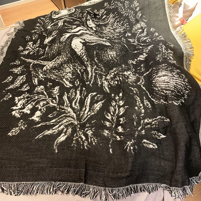 Witch Black Sofa Throw Blanket Knitted Chair Cover Couch Carpet Cotton Travel Bedding Tapestry Beach on - Покрывало для дивана Witch Black, вязаное, на стул, с чехлом, для дивана, хлопковое, для путешествий, постельные принадлежности, тапестрия, для пляжа