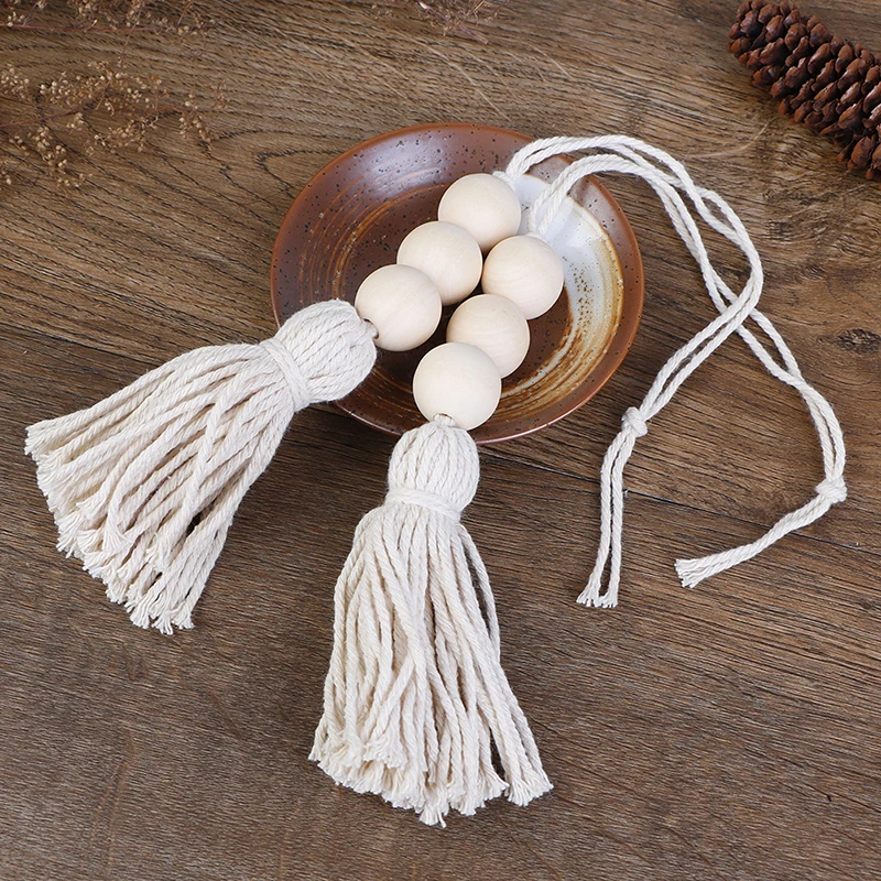 2Pcs Tassle Farmhouse Beads Natural Wood Bead Garland Kids Baby Nursery Room Decor Rustic Wedding Vase Ornament | Дом и сад