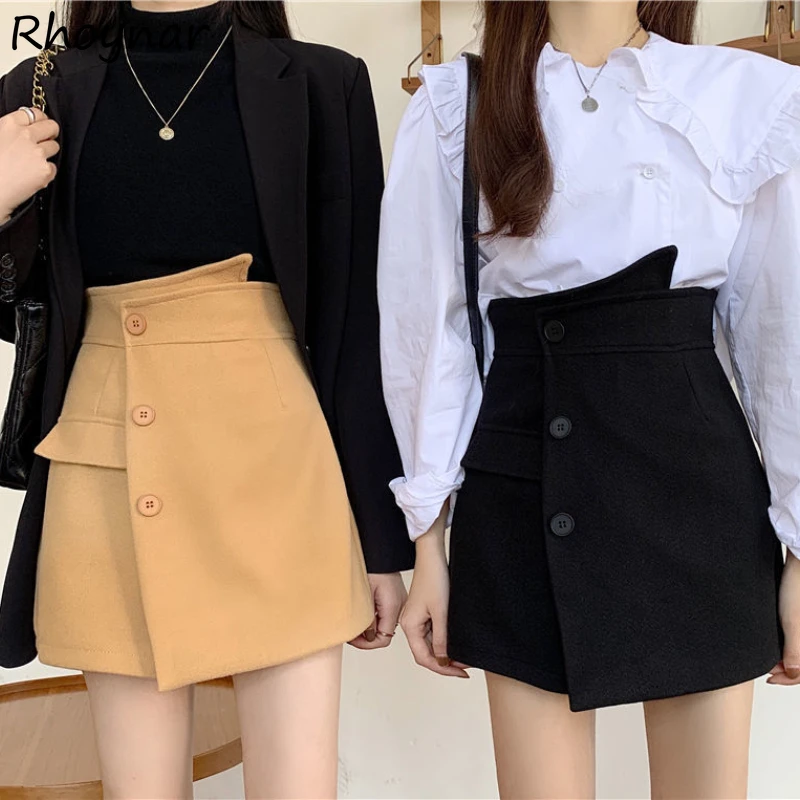 

S-5XL Shorts Women Streetwear Autumn High Waist Buttons Leisure Students Trendy All-match Clothes Solid Ulzzang Plus Size Simple