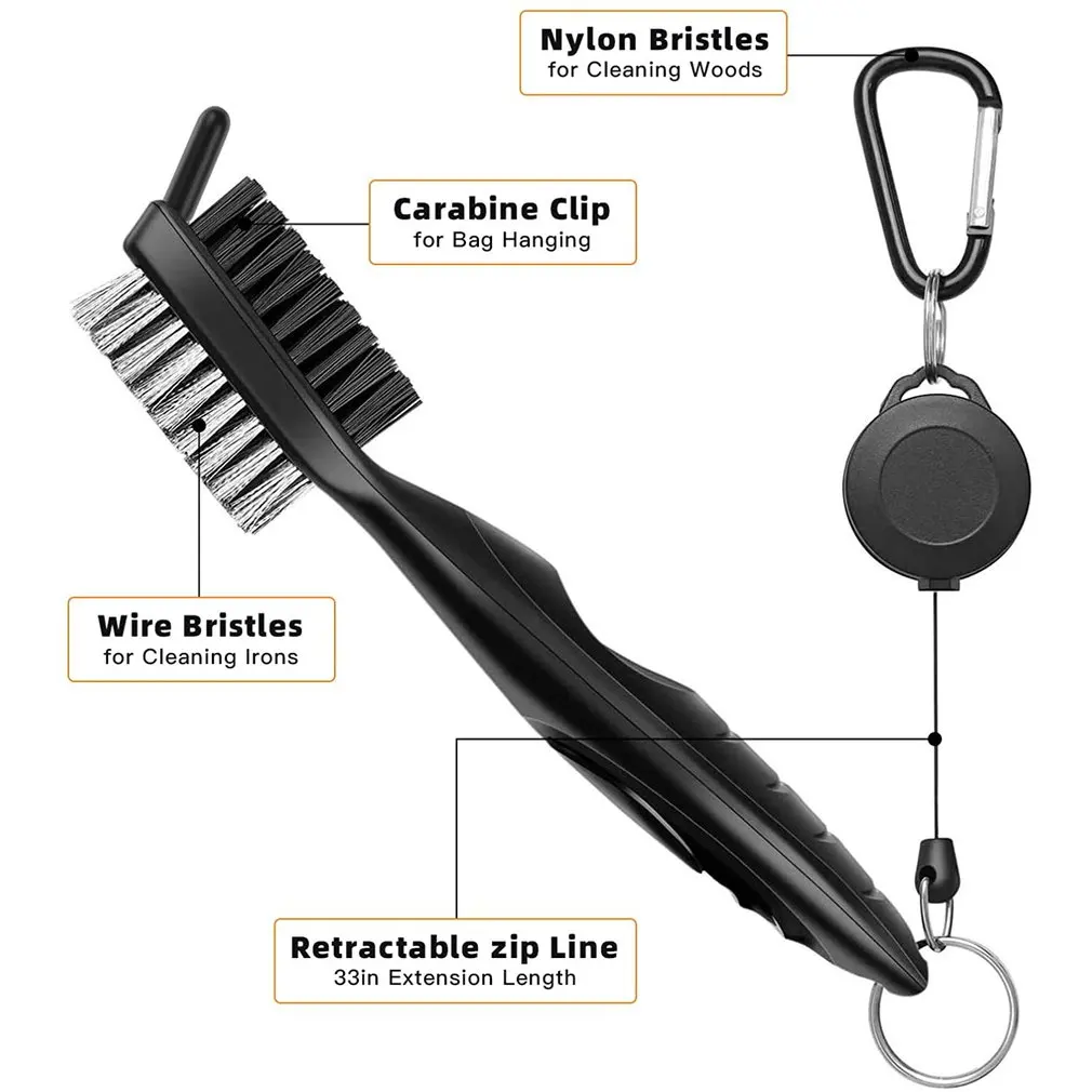 Golf Club Brush Pole Putter Double Sided Luxurious Groove Cleaner Cleaning Brushes for Outdoor Exercise golf accessories | Спорт и