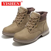 yishen women casual shoes comfortable work martin ankle boots female retro round toe motorcycle flat boots martens botas mujer