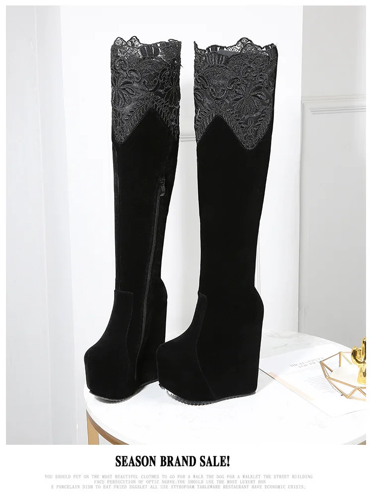 Сексуальные привлекательные сапоги до колена с тонким перекрестным каблуком и