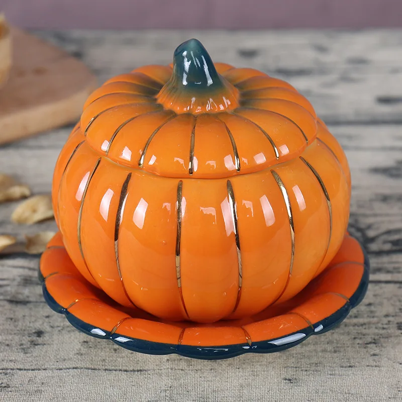 Керамическая миска в форме тыквы для сохранения тепла с крышкой Творческий