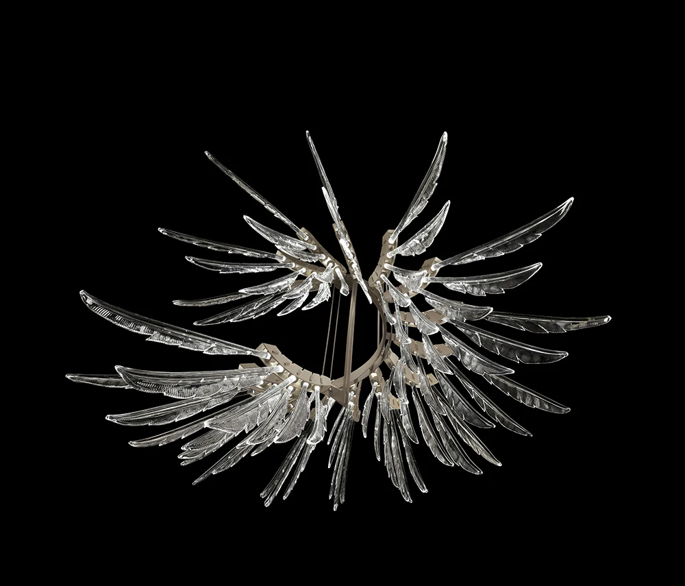 買取 クリスタルエンジェル羽毛布団ガラスシャンデリアスパイラル形状ウィングリビングルーム階段モダンシンプルなダイニングルーム