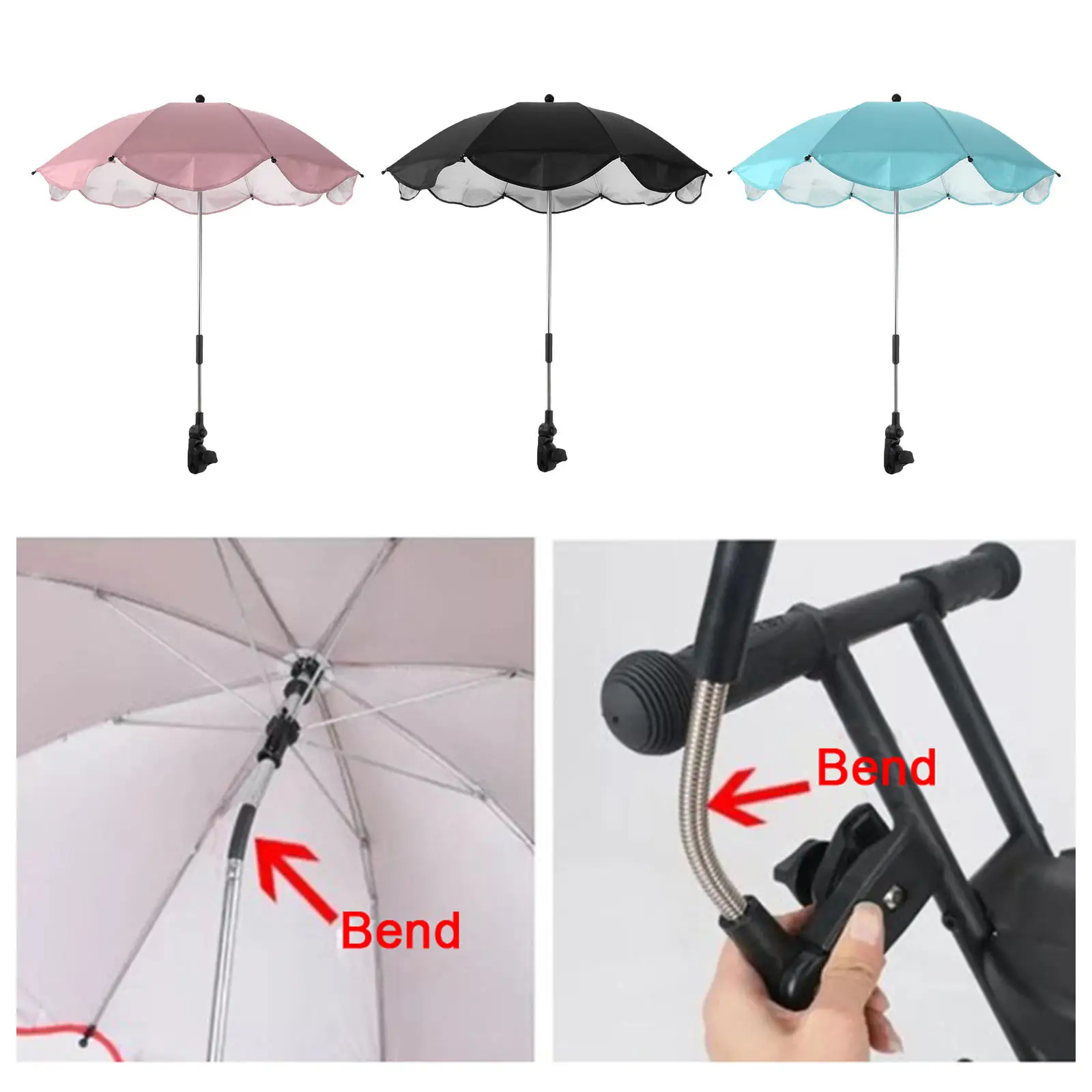 

Регулируемый зонт для детской коляски с защитой от дождя и УФ-лучей, складной тент от солнца на 360 градусов, тенты для коляски, багги, коляски