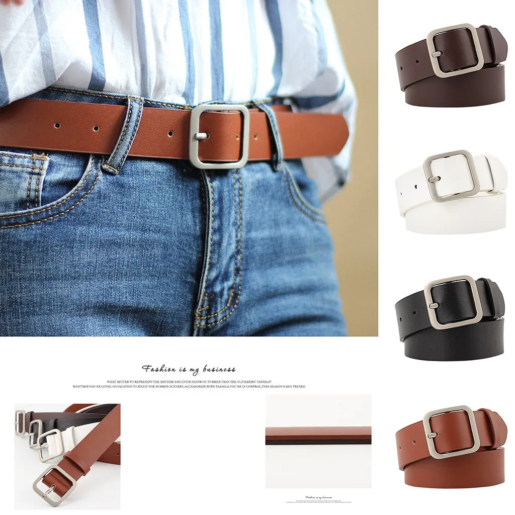 

New ladies belt square buckle fashion trend wild decorative belt is optimistic about solid color multi color belt 50*