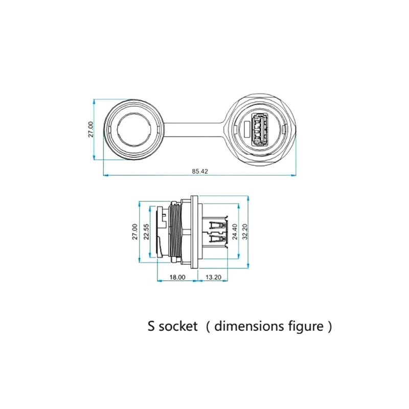 Гнездо USB адаптер для монтажа на панель водонепроницаемый разъем IPL7 с