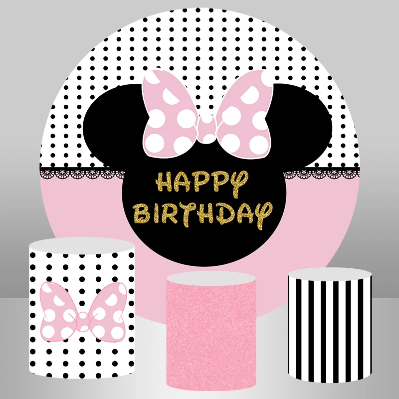 Inmemoryмультфильм розовая мышь лук Девочка День рождения фон для фотостудии