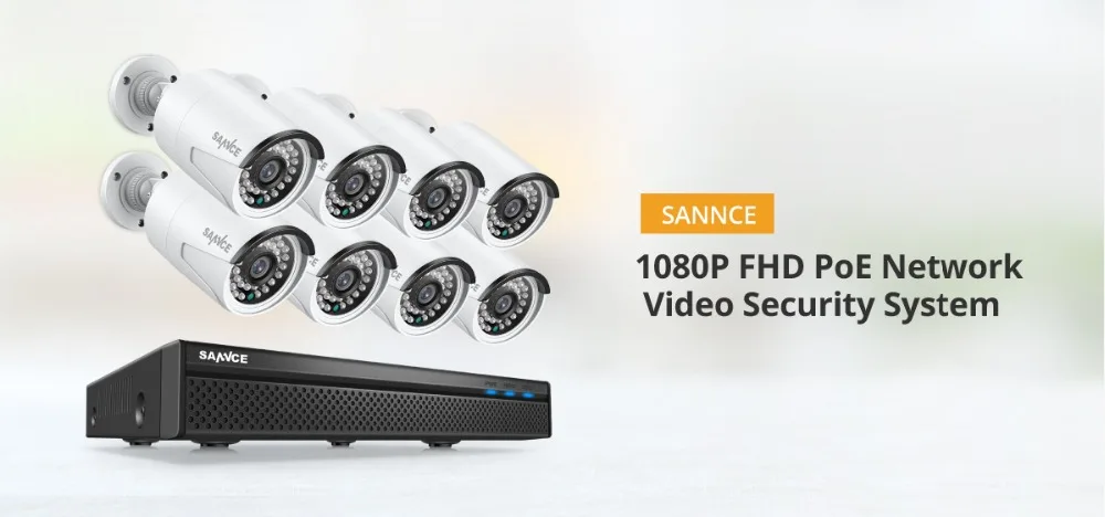 SANNCE N48PBE 5MP Системы 8ch PoE Система NVR видеонаблюдения 4/6/8 шт. Пуля Открытый 1080P IP камера видеонаблюдения Комплект Встроенный 2 ТБ HDD
