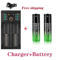 100% New 18650 battery 3.7V 9800mAh rechargeable li-Ion battery with charger for Led flashlight batery litio battery+1 Charger