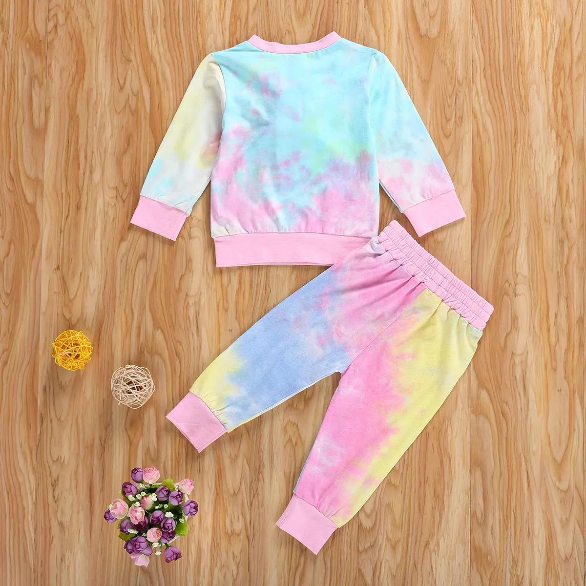 Женский осенний комплект детской одежды для девочек 2 шт. пуловер с принтом