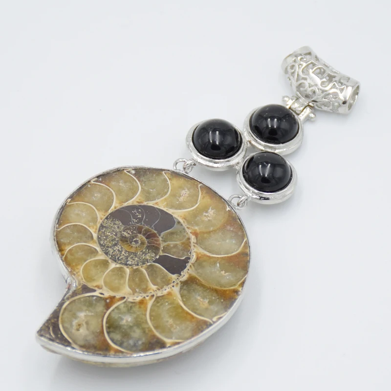 Подвеска в богемном стиле настоящий аммонит виде ракушки окаменелости Круглый