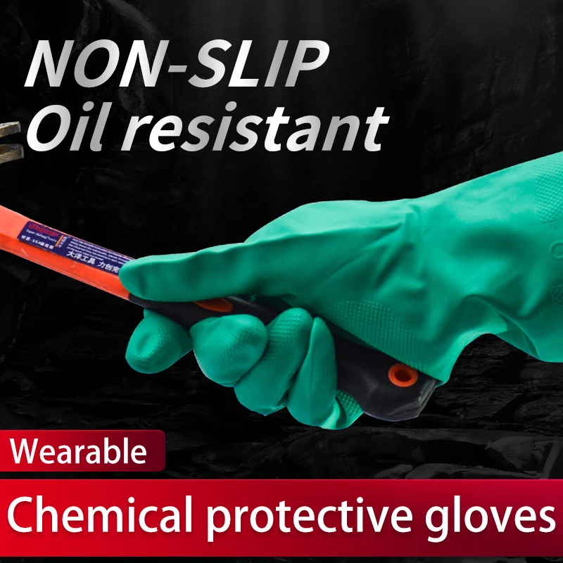 

Nitrile Industrial Gloves Industrial Long Chemical Work Acid Alkali Oil Resistant Dish-washing Rubber Protective Safety Gloves