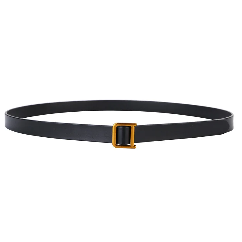 Женский винтажный ремень из 100% натуральной кожи черный с металлической пряжкой