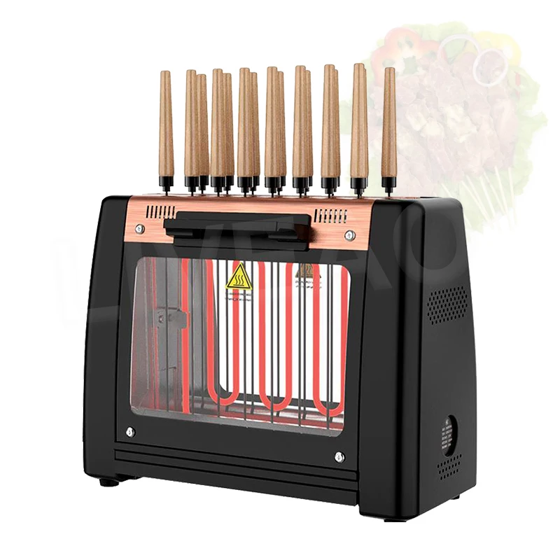 

Электрическая духовка 220 В бездымный гриль для барбекю Автоматическая вращающаяся машина для барбекю на шпажках гриль для кебаба Электриче...