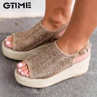 summer women sandals peep toe platform sandals with 6cm wedges shoes women summer sandals high heels shoes