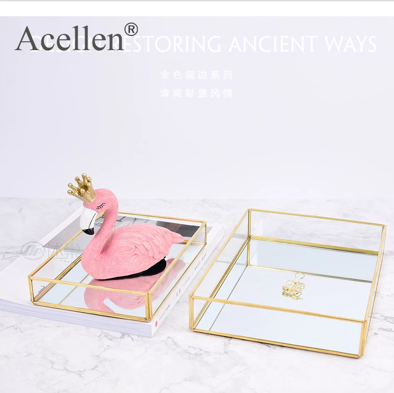 Металлический органайзер для макияжа стеклянный поднос демонстрации ювелирных