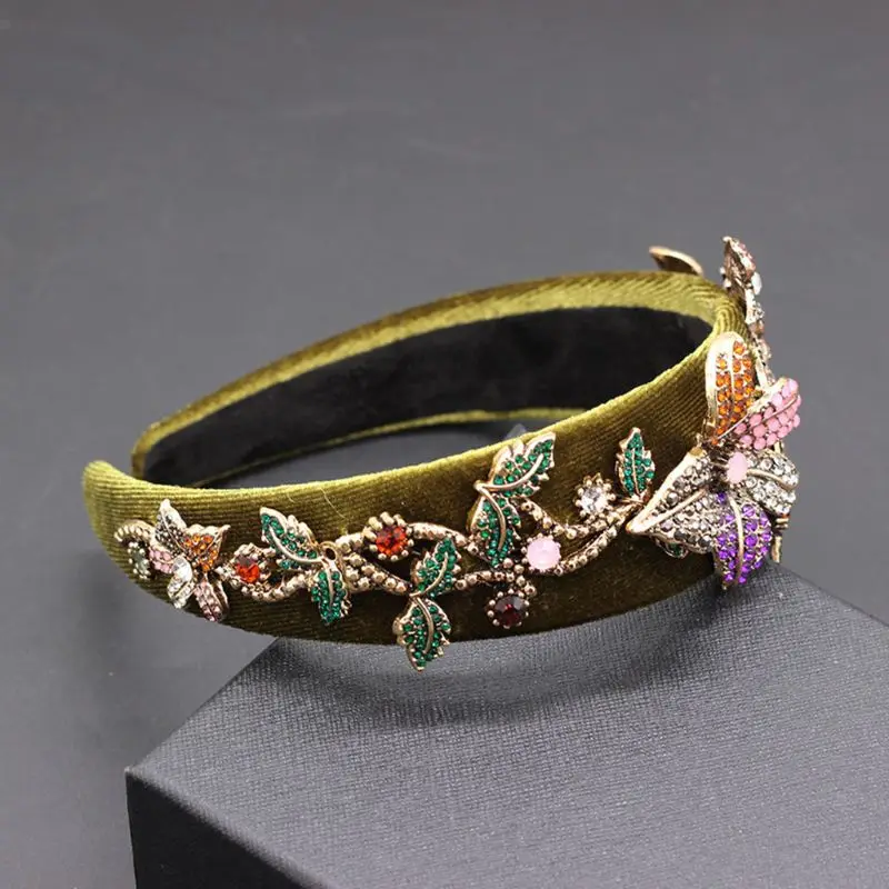 

Womens Personality Rhinestone Headband Baroque Tiara Alloy Flower Prom Hair Hoop